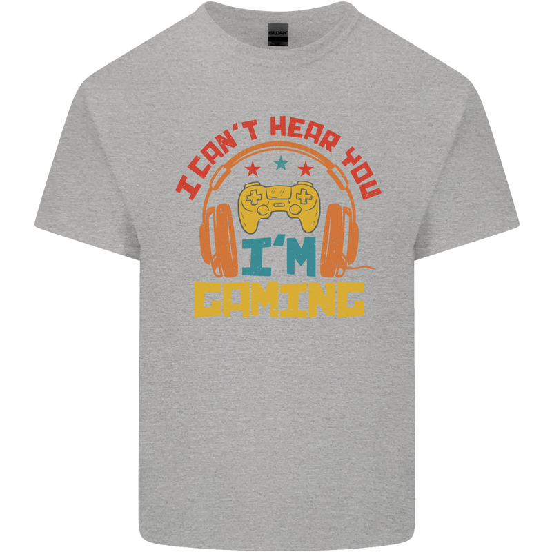 I Can't Hear You I'm Gaming Funny Gaming Mens Cotton T-Shirt Tee Top Sports Grey
