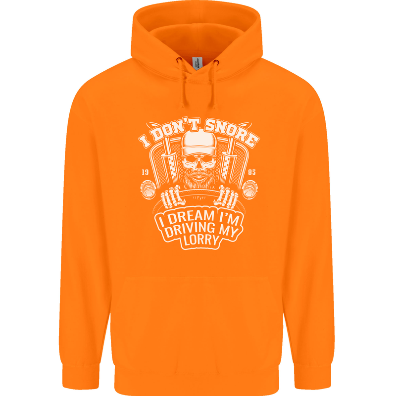 I Don't Snore I'm Driving My Lorry Driver Mens 80% Cotton Hoodie Orange