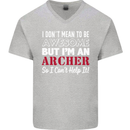 I Dont Mean to Be but Im an Archer Archery Mens V-Neck Cotton T-Shirt Sports Grey