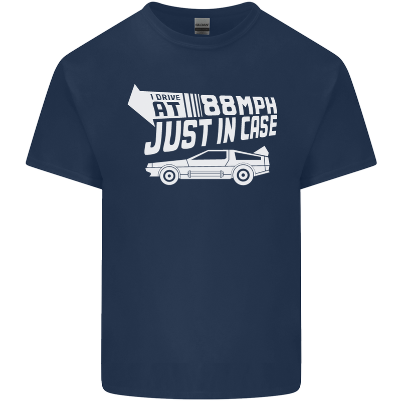 I Drive at 88mph Just in Case Funny Mens Cotton T-Shirt Tee Top Navy Blue
