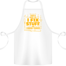 I Fix Stuff Funny Carpenter DIY Tradesman Cotton Apron 100% Organic White