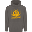I Fix Stuff Funny Carpenter DIY Tradesman Mens 80% Cotton Hoodie Charcoal