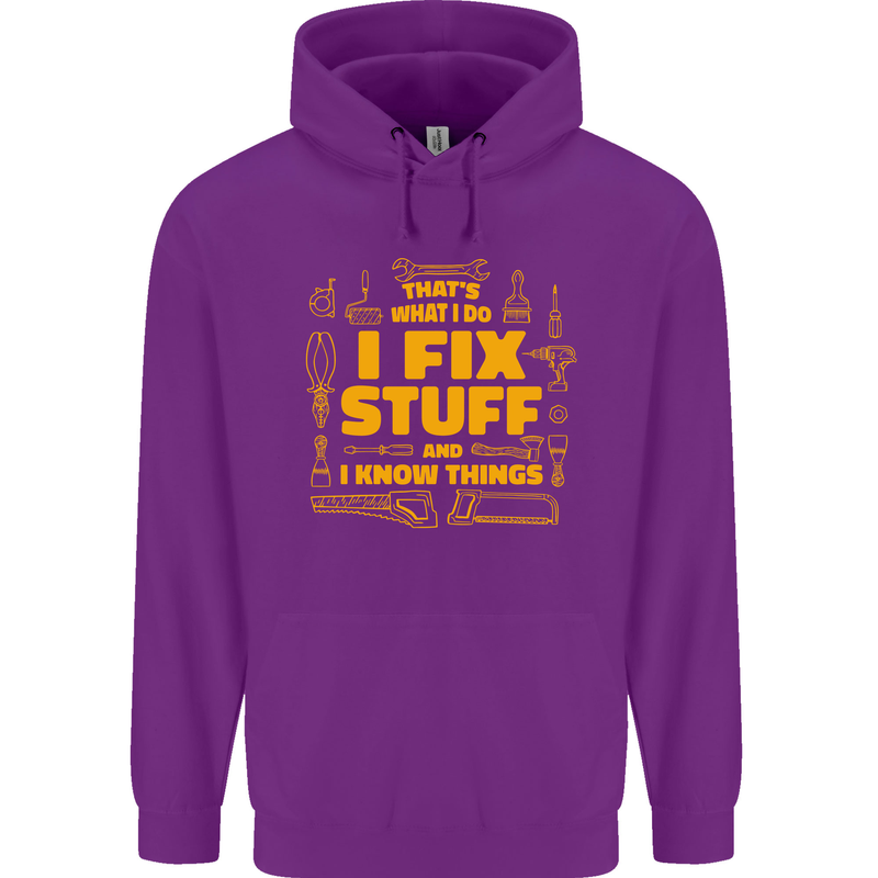 I Fix Stuff Funny Carpenter DIY Tradesman Mens 80% Cotton Hoodie Purple