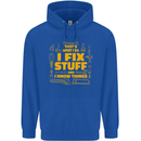 I Fix Stuff Funny Carpenter DIY Tradesman Mens 80% Cotton Hoodie Royal Blue