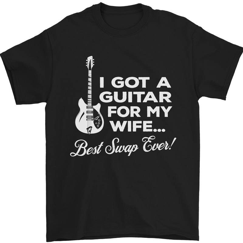 I Got a Guitar for My Wife Funny Guitarist Mens T-Shirt Cotton Gildan Black