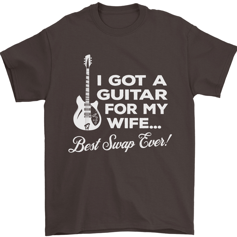 I Got a Guitar for My Wife Funny Guitarist Mens T-Shirt Cotton Gildan Dark Chocolate