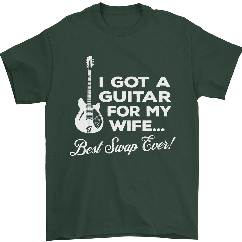 I Got a Guitar for My Wife Funny Guitarist Mens T-Shirt Cotton Gildan Forest Green