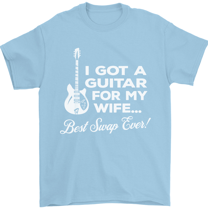 I Got a Guitar for My Wife Funny Guitarist Mens T-Shirt Cotton Gildan Light Blue
