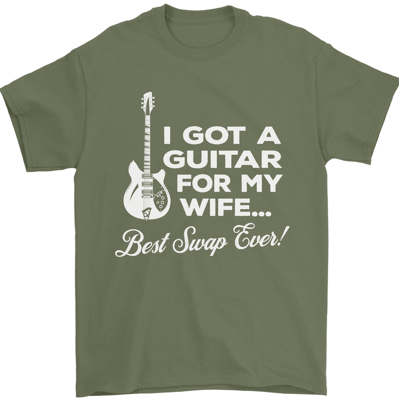 I Got a Guitar for My Wife Funny Guitarist Mens T-Shirt Cotton Gildan Military Green