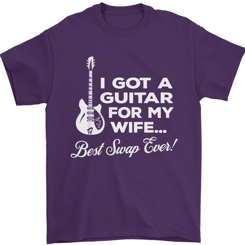 I Got a Guitar for My Wife Funny Guitarist Mens T-Shirt Cotton Gildan Purple