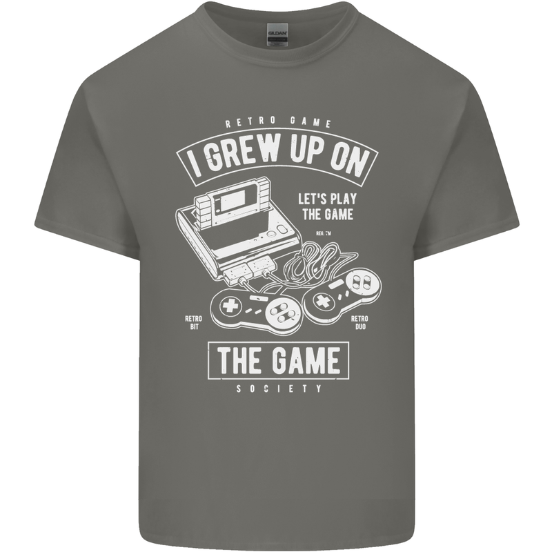 I Grew up on the Gamer Funny Gaming Mens Cotton T-Shirt Tee Top Charcoal