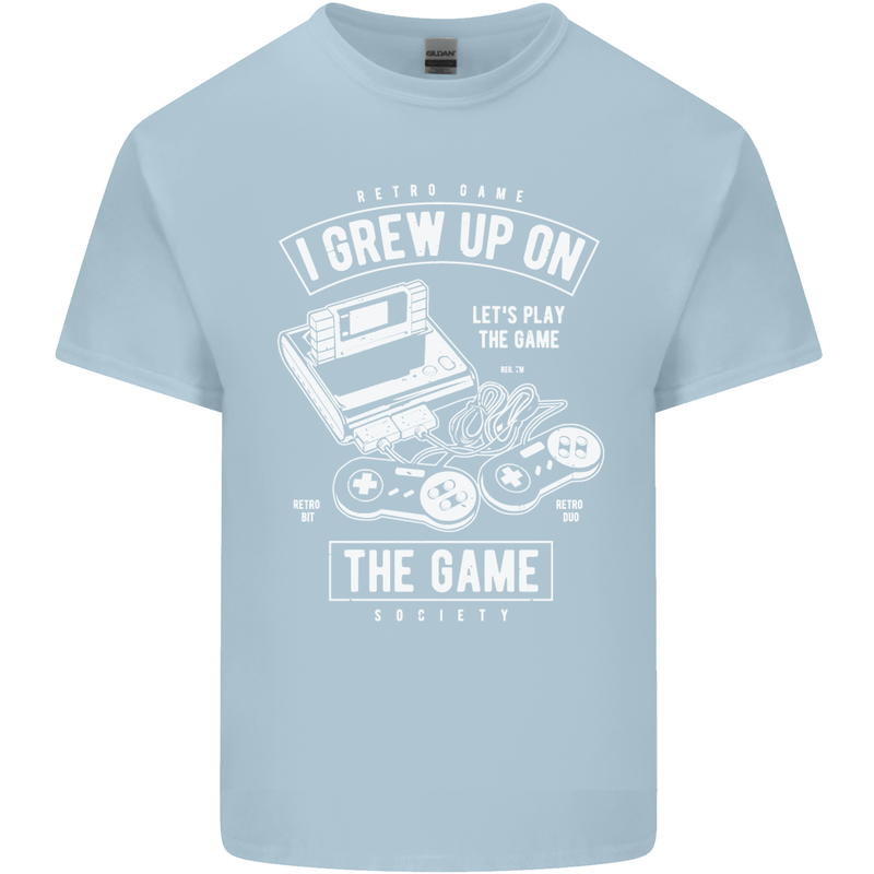 I Grew up on the Gamer Funny Gaming Mens Cotton T-Shirt Tee Top Light Blue
