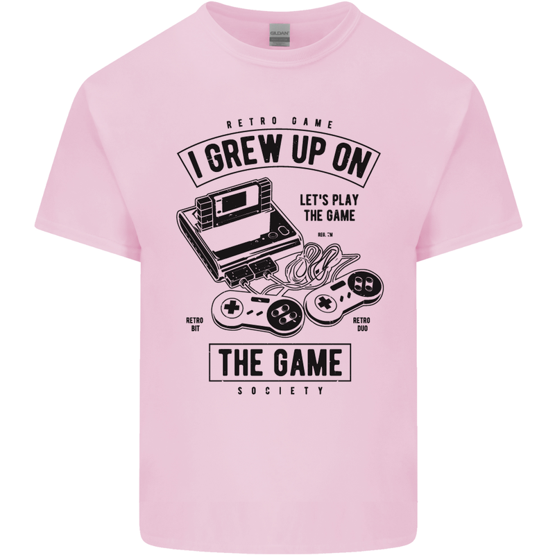I Grew up on the Gamer Funny Gaming Mens Cotton T-Shirt Tee Top Light Pink