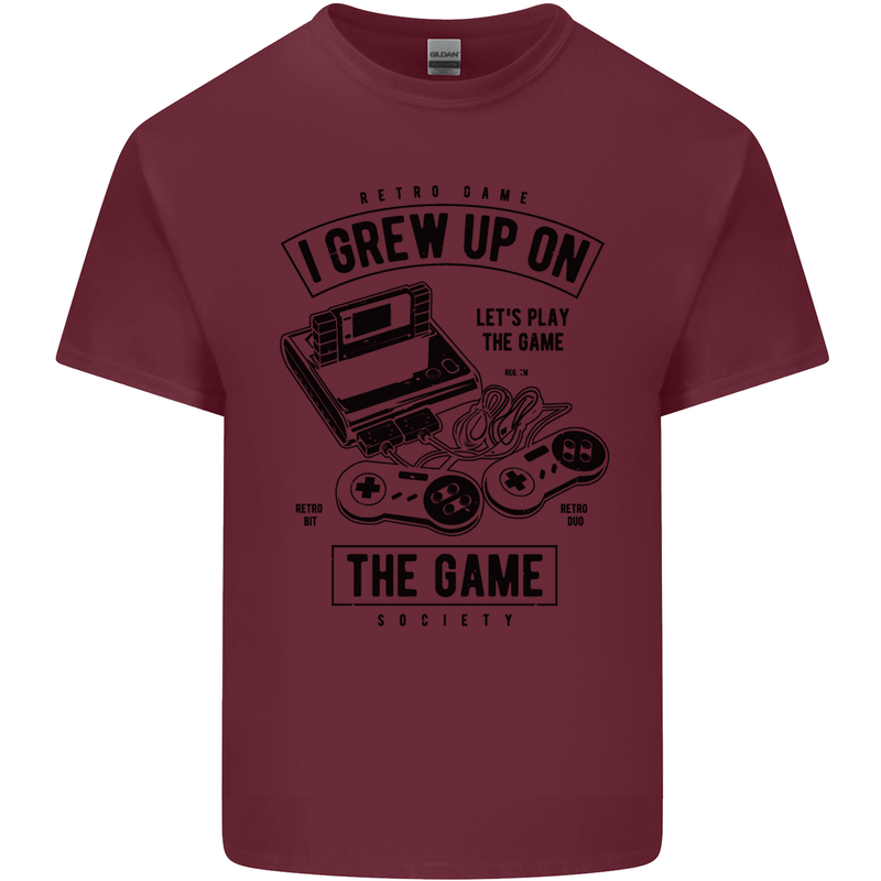 I Grew up on the Gamer Funny Gaming Mens Cotton T-Shirt Tee Top Maroon