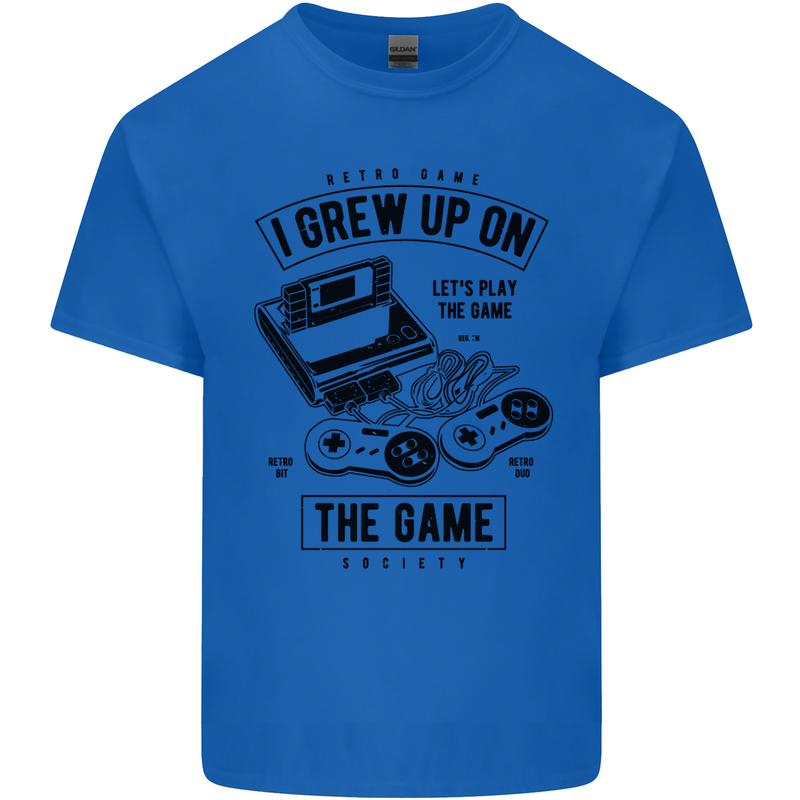 I Grew up on the Gamer Funny Gaming Mens Cotton T-Shirt Tee Top Royal Blue