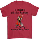 I Have Selective Hearing Sarcasm Slogan Mens T-Shirt Cotton Gildan Red