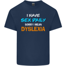 I Have Sex Daily Dyslexia Funny Slogan Mens Cotton T-Shirt Tee Top Navy Blue