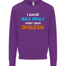 I Have Sex Daily Dyslexia Funny Slogan Mens Sweatshirt Jumper Purple