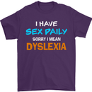 I Have Sex Daily Dyslexia Funny Slogan Mens T-Shirt Cotton Gildan Purple