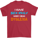 I Have Sex Daily Dyslexia Funny Slogan Mens T-Shirt Cotton Gildan Red