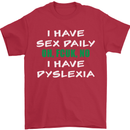I Have Sex Daily Dyslexia Funny Slogan Mens T-Shirt Cotton Gildan Red