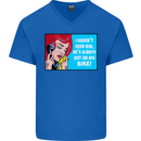 I Haven't Seen Him Biker Funny Motorcycle Mens V-Neck Cotton T-Shirt Royal Blue