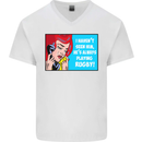 I Haven't Seen Him Playing Rugby Funny Mens V-Neck Cotton T-Shirt White