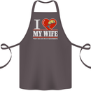 I Heart My Wife Kitesurfing Kitesurfer Cotton Apron 100% Organic Dark Grey
