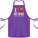 I Heart My Wife Kitesurfing Kitesurfer Cotton Apron 100% Organic Purple