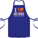 I Heart My Wife Kitesurfing Kitesurfer Cotton Apron 100% Organic Royal Blue