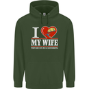 I Heart My Wife Kitesurfing Kitesurfer Mens 80% Cotton Hoodie Forest Green