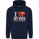 I Heart My Wife Kitesurfing Kitesurfer Mens 80% Cotton Hoodie Navy Blue