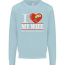 I Heart My Wife Kitesurfing Kitesurfer Mens Sweatshirt Jumper Light Blue