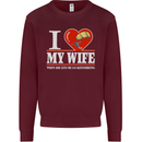 I Heart My Wife Kitesurfing Kitesurfer Mens Sweatshirt Jumper Maroon