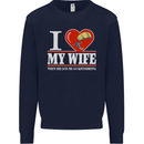 I Heart My Wife Kitesurfing Kitesurfer Mens Sweatshirt Jumper Navy Blue