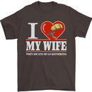 I Heart My Wife Kitesurfing Kitesurfer Mens T-Shirt Cotton Gildan Dark Chocolate