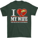 I Heart My Wife Kitesurfing Kitesurfer Mens T-Shirt Cotton Gildan Forest Green