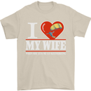 I Heart My Wife Kitesurfing Kitesurfer Mens T-Shirt Cotton Gildan Sand