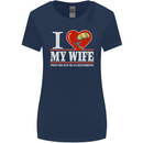 I Heart My Wife Kitesurfing Kitesurfer Womens Wider Cut T-Shirt Navy Blue