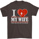 I Heart My Wife Rugby Player Funny Union Mens T-Shirt Cotton Gildan Dark Chocolate