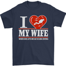 I Heart My Wife Scuba Diving Diver Dive Mens T-Shirt Cotton Gildan Navy Blue