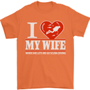 I Heart My Wife Scuba Diving Diver Dive Mens T-Shirt Cotton Gildan Orange