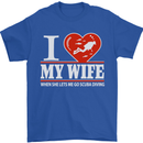 I Heart My Wife Scuba Diving Diver Dive Mens T-Shirt Cotton Gildan Royal Blue