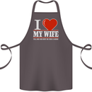 I Heart My Wife She Did Buy Me This Funny Cotton Apron 100% Organic Dark Grey