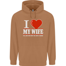 I Heart My Wife She Did Buy Me This Funny Mens 80% Cotton Hoodie Caramel Latte