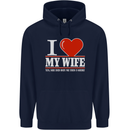 I Heart My Wife She Did Buy Me This Funny Mens 80% Cotton Hoodie Navy Blue