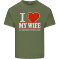 I Heart My Wife She Did Buy Me This Funny Mens Cotton T-Shirt Tee Top Military Green