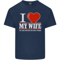 I Heart My Wife She Did Buy Me This Funny Mens Cotton T-Shirt Tee Top Navy Blue