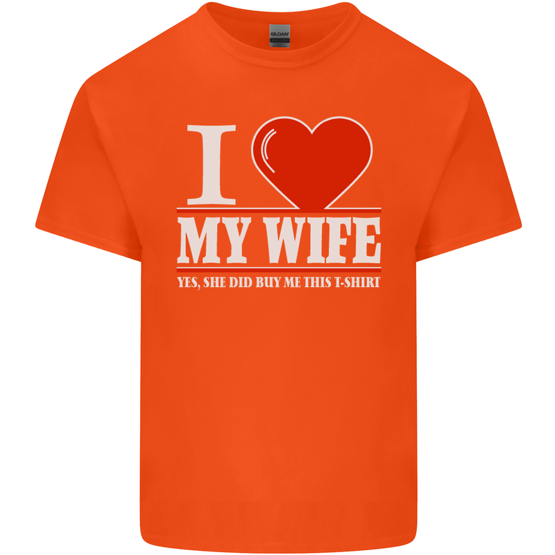 I Heart My Wife She Did Buy Me This Funny Mens Cotton T-Shirt Tee Top Orange