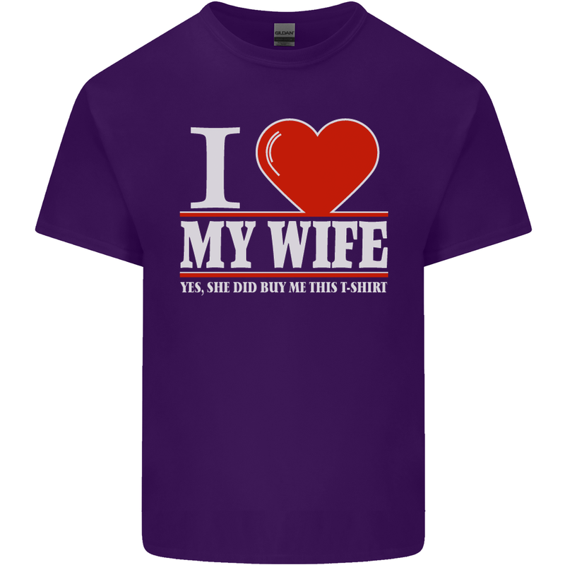I Heart My Wife She Did Buy Me This Funny Mens Cotton T-Shirt Tee Top Purple